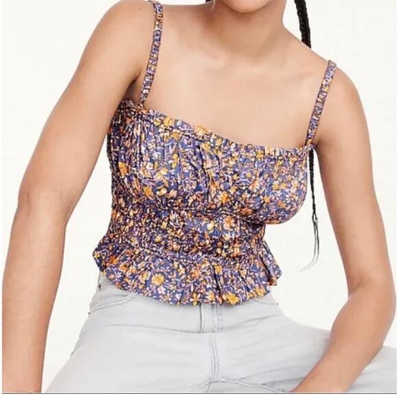 J Crew Cinched Waist Cotton Poplin Cropped Sleeveless Dressy Tank Top Size XS - Picture 1 of 10